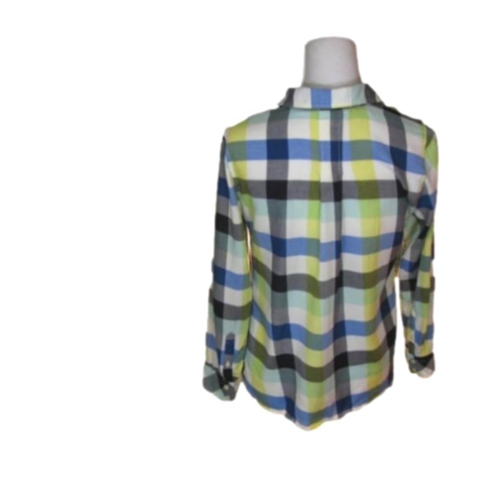 Talbot's Yellow/Blue Plaid Partial Button Front B… - image 4